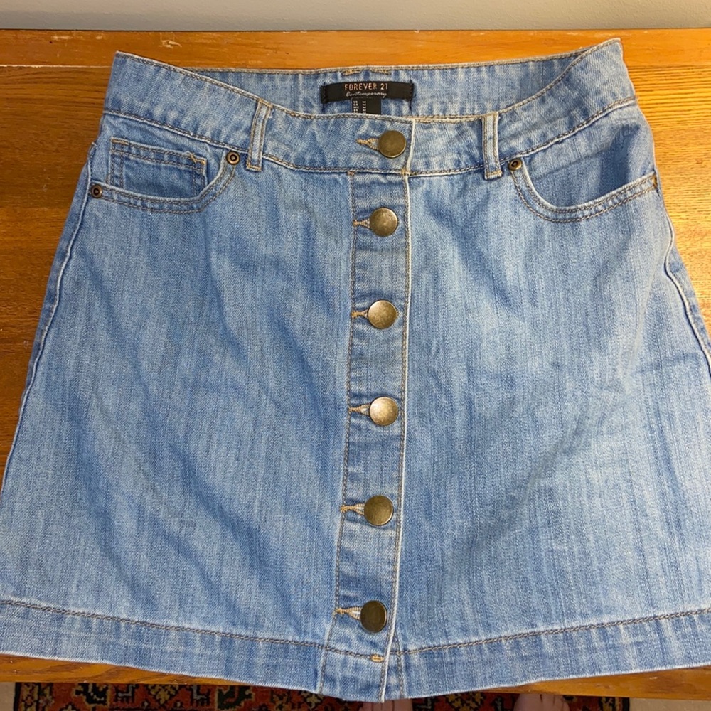 Forever 21 Button Down Jean Skirt